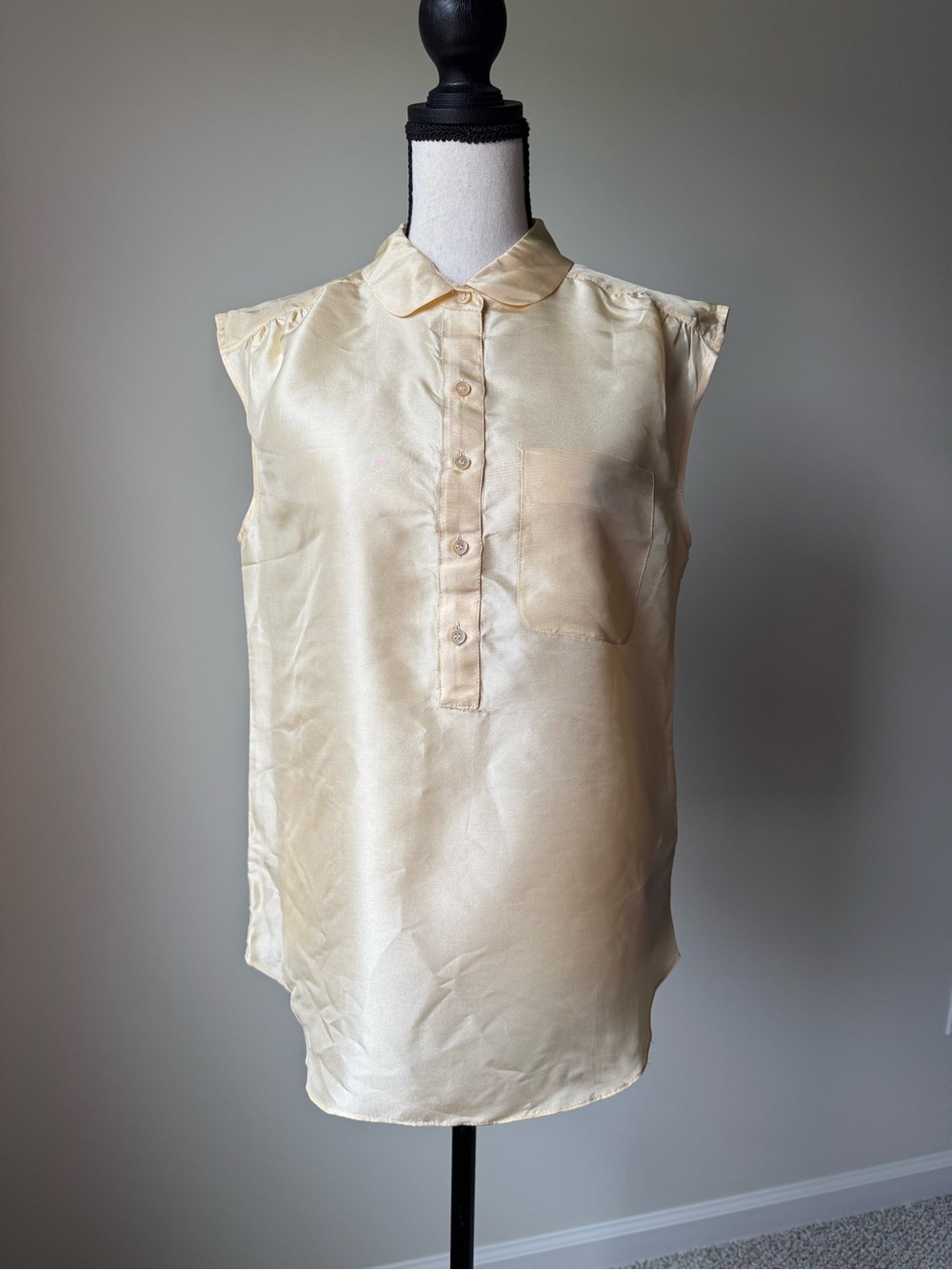 J. Crew Silk Sleeveless Top in pastel yellow